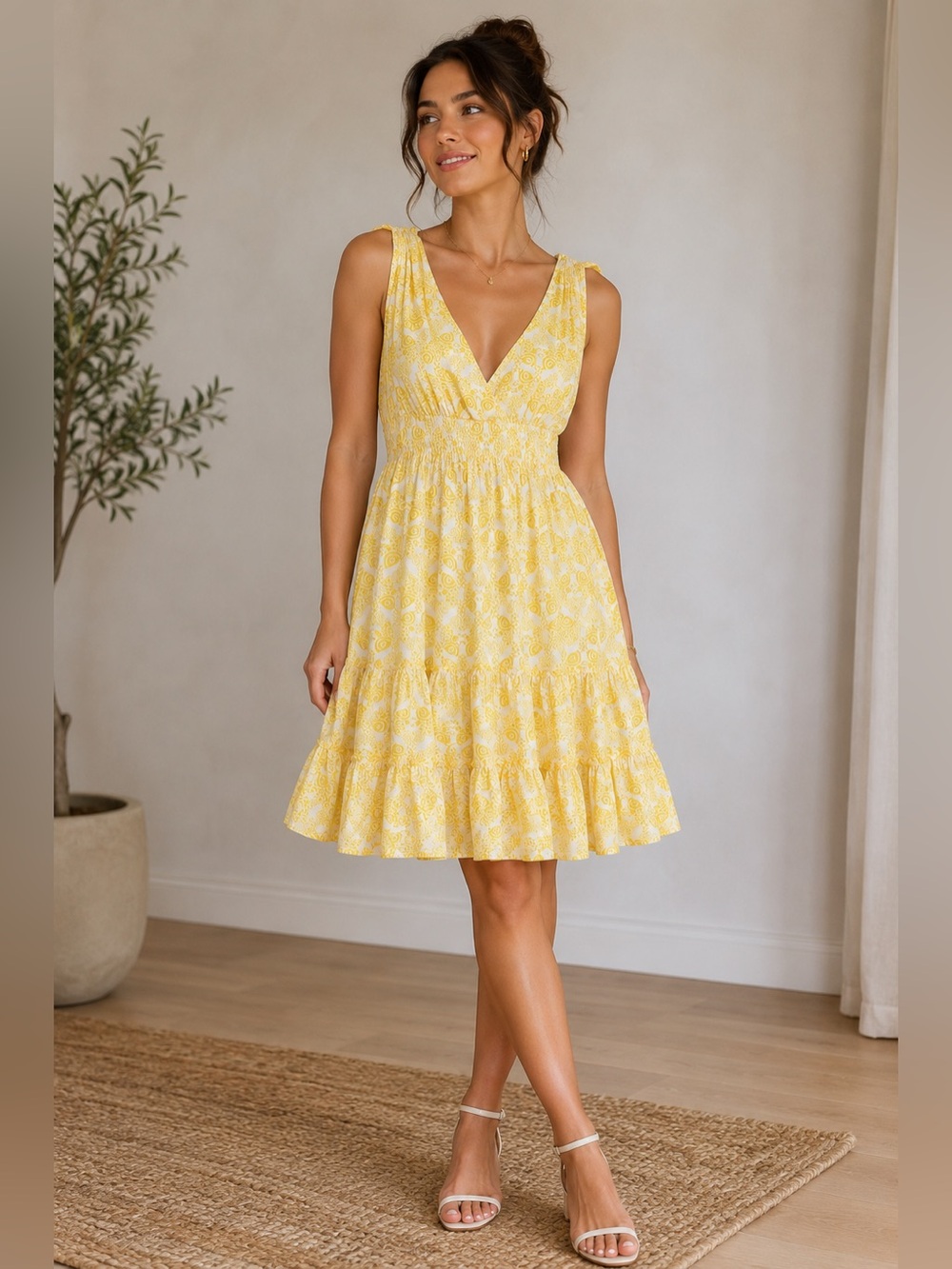 Lilly Pulitzer Honeycomb Hideaway Sleeveless Yellow Sundress, Size 8 Silk Cotton